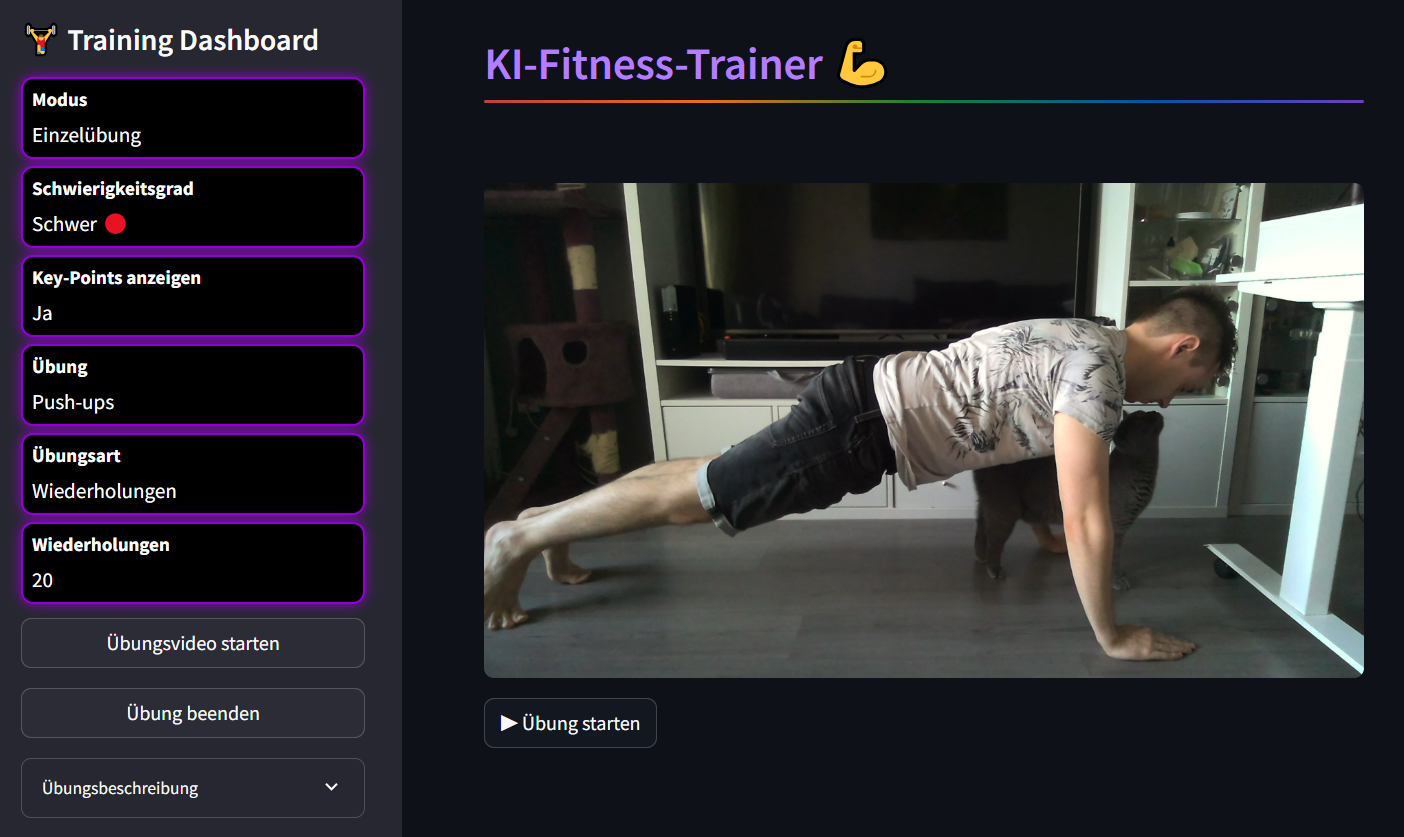 Training mode screen showing selected push-ups and workout controls